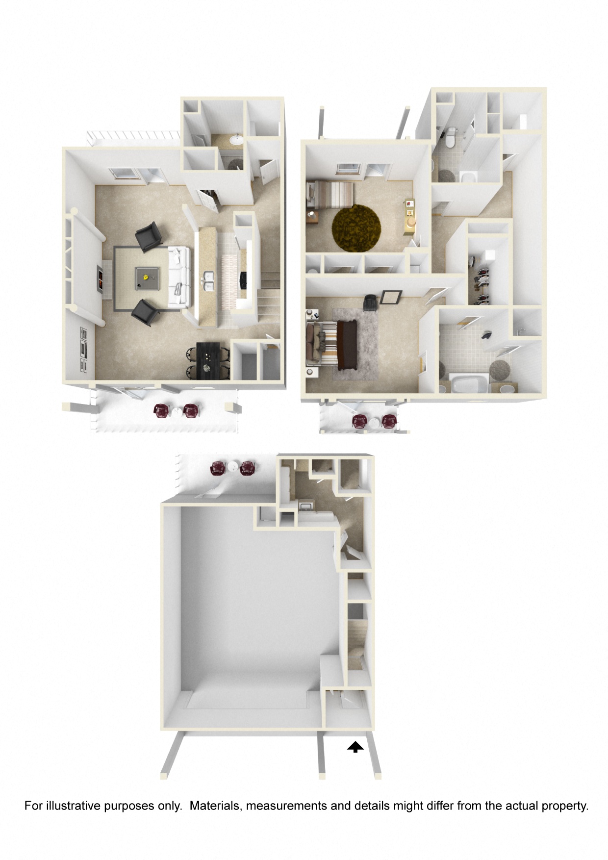Floor plan for 2 beds, 2.5 baths, 2106 sqft